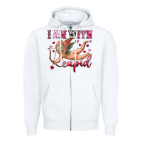 White i am with cupid Zipper Hoodie - OliviaCreatesArt