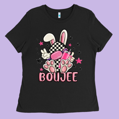 Boujee Checkered Easter Bunny Egg Trending Ladies Tee Designed By Maliassmallbusiness