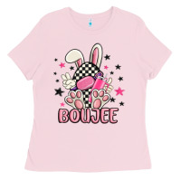 Bubblegum Pink boujee checkered easter bunny egg trending Ladies Tee - MaliasSmallBusiness