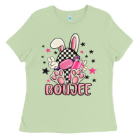 Matcha boujee checkered easter bunny egg trending Ladies Tee - MaliasSmallBusiness