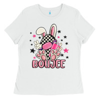 White boujee checkered easter bunny egg trending Ladies Tee - MaliasSmallBusiness