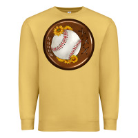 Antique Gold baseball with sunflower round earrings Premium Sweatshirt - BundleAndBundleShop