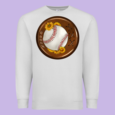 Baseball With Sunflower Round Earrings Premium Sweatshirt Designed By Bundleandbundleshop