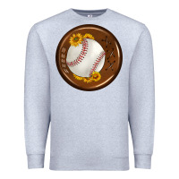 Heather Grey baseball with sunflower round earrings Premium Sweatshirt - BundleAndBundleShop