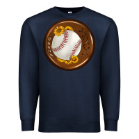 Navy baseball with sunflower round earrings Premium Sweatshirt - BundleAndBundleShop