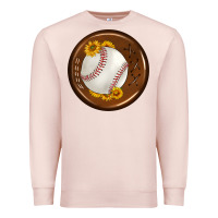 Pale Pink baseball with sunflower round earrings Premium Sweatshirt - BundleAndBundleShop