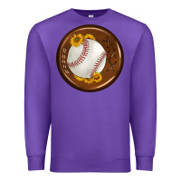 Purple baseball with sunflower round earrings Premium Sweatshirt - BundleAndBundleShop