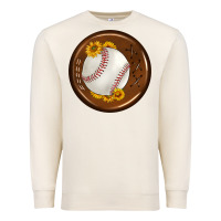 Sandshell baseball with sunflower round earrings Premium Sweatshirt - BundleAndBundleShop