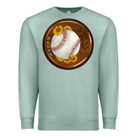 Seafoam baseball with sunflower round earrings Premium Sweatshirt - BundleAndBundleShop