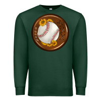 Sports Green baseball with sunflower round earrings Premium Sweatshirt - BundleAndBundleShop