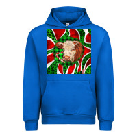 Cobalt christmas hereford cow face Urban Hoodie - LillyAllenDesigns