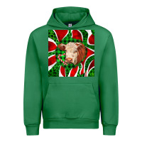 Emerald christmas hereford cow face Urban Hoodie - LillyAllenDesigns