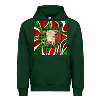 Forest Green christmas hereford cow face Urban Hoodie - LillyAllenDesigns