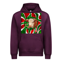 Mauve Wine christmas hereford cow face Urban Hoodie - LillyAllenDesigns