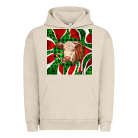 Pigment French Oak christmas hereford cow face Urban Hoodie - LillyAllenDesigns
