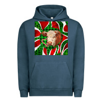 Pigment Midnight Navy christmas hereford cow face Urban Hoodie - LillyAllenDesigns