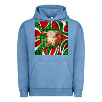 Pigment Pebble Blue christmas hereford cow face Urban Hoodie - LillyAllenDesigns