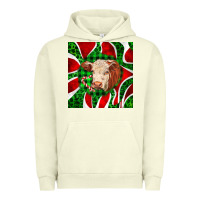 Pigment Pistachio christmas hereford cow face Urban Hoodie - LillyAllenDesigns