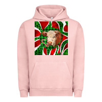 Pigment Salmon christmas hereford cow face Urban Hoodie - LillyAllenDesigns