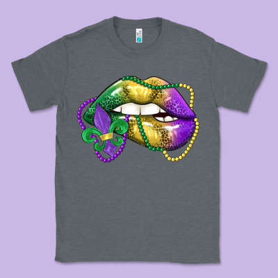 Mardi Gras Lips Classic Tee Designed By Lillyallendesigns