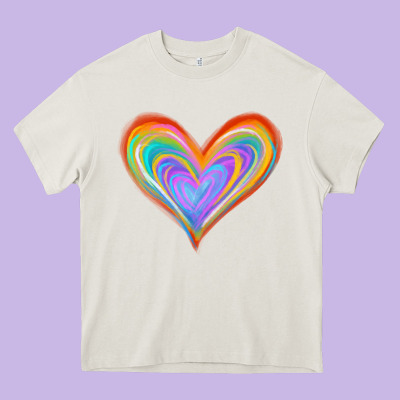 Watercolor Pride Heart Heavy Core Tee Designed By Jasminsmagicworld