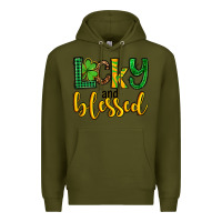 Army Green St. Patrick's Lucky and blessed Premium Hoodie - OliviaCreatesArt