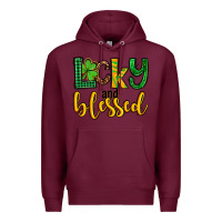 Burgundy St. Patrick's Lucky and blessed Premium Hoodie - OliviaCreatesArt