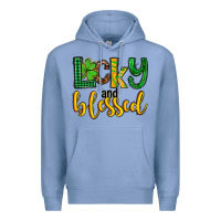 Colony Blue St. Patrick's Lucky and blessed Premium Hoodie - OliviaCreatesArt