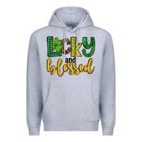Heather Grey St. Patrick's Lucky and blessed Premium Hoodie - OliviaCreatesArt