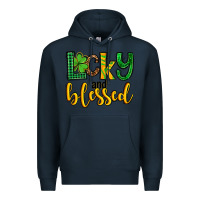 Navy St. Patrick's Lucky and blessed Premium Hoodie - OliviaCreatesArt
