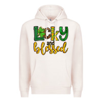 Pale Pink St. Patrick's Lucky and blessed Premium Hoodie - OliviaCreatesArt
