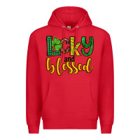 Red St. Patrick's Lucky and blessed Premium Hoodie - OliviaCreatesArt