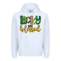White St. Patrick's Lucky and blessed Premium Hoodie - OliviaCreatesArt