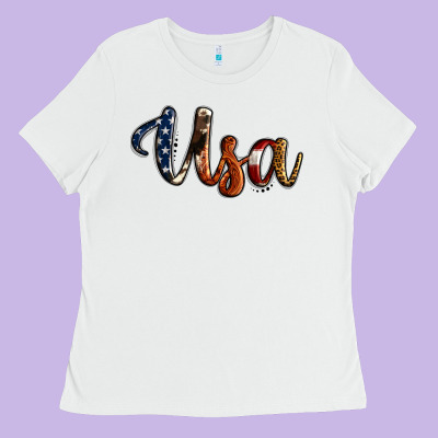 Usa Calligraphy Ladies Tee Designed By Jasminsmagicworld