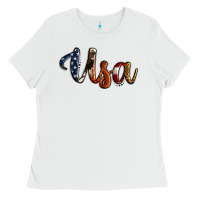 White usa calligraphy Ladies Tee - Jasminsmagicworld