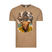 Vintage Coffee Western Heifer Cow with crosses Vintage Tee - LillyAllenDesigns