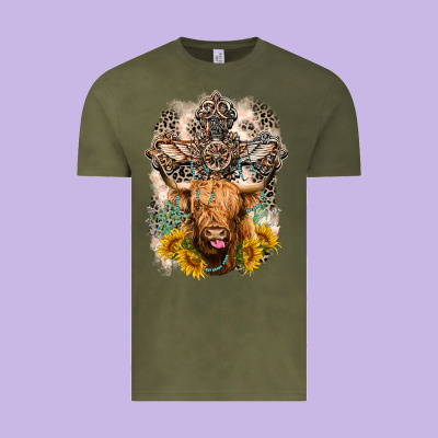 Western Heifer Cow With Crosses Vintage Tee Designed By Lillyallendesigns