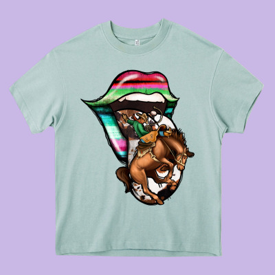 Serape Cowboy Tongue Heavy Core Tee Designed By Jasminsmagicworld
