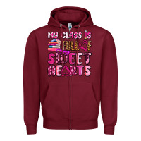 Burgundy my class is full of sweet hearts olivia Zipper Hoodie - OliviaCreatesArt