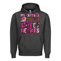 Charcoal Heather my class is full of sweet hearts olivia Zipper Hoodie - OliviaCreatesArt