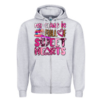 Heather Grey my class is full of sweet hearts olivia Zipper Hoodie - OliviaCreatesArt