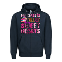 Navy my class is full of sweet hearts olivia Zipper Hoodie - OliviaCreatesArt