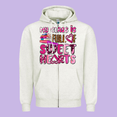 My Class Is Full Of Sweet Hearts Olivia Zipper Hoodie Designed By Oliviacreatesart