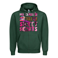 Sports Green my class is full of sweet hearts olivia Zipper Hoodie - OliviaCreatesArt