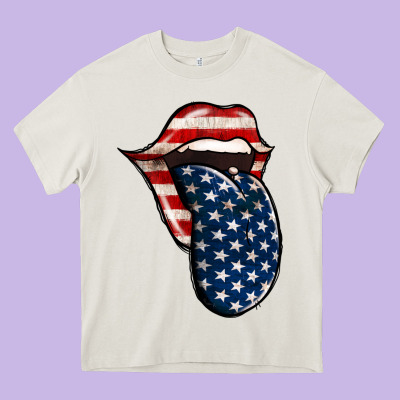 America 4th Of July Tongue Heavy Core Tee Designed By Jasminsmagicworld