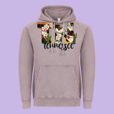 Tenesse State Cowhide Serape Cactus Vintage Hoodie Designed By Ranaportraitstore