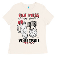 Bone hot mess always stressed volleyball mama Ladies Tee - MaliasSmallBusiness