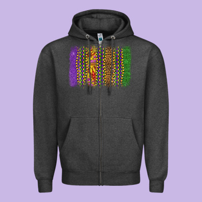 Mardi Gras Brushstroke Zipper Hoodie Designed By Oliviacreatesart
