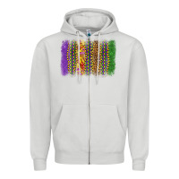 Dove Grey mardi gras brushstroke Zipper Hoodie - OliviaCreatesArt