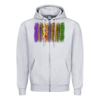 Heather Grey mardi gras brushstroke Zipper Hoodie - OliviaCreatesArt